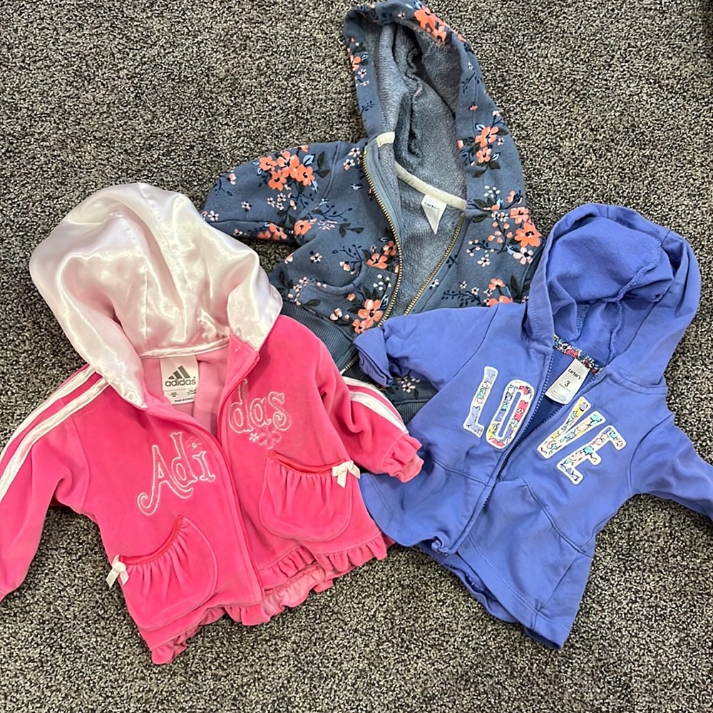 0-3 month hoodies zipper jacket shacket for baby girls adidas carters